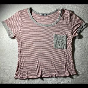Pink and White striped crop top